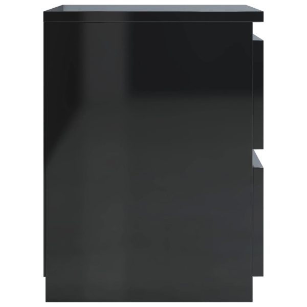 Bluefield Bedside Cabinet 30x30x40 cm Engineered Wood – High Gloss Black, 1