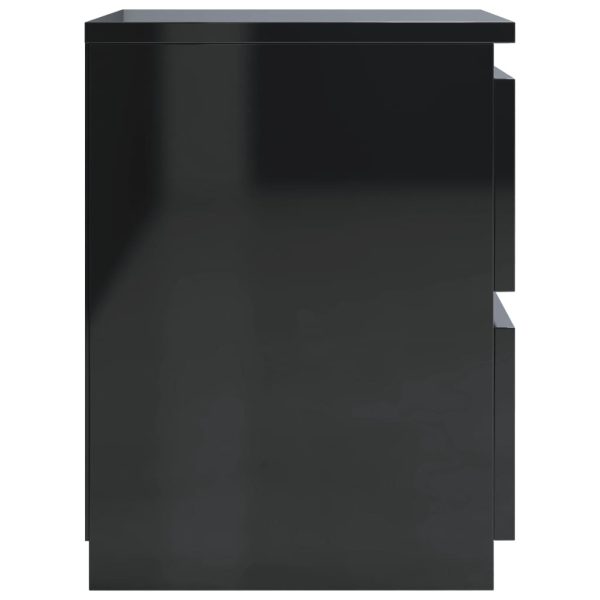 Bluefield Bedside Cabinet 30x30x40 cm Engineered Wood – High Gloss Black, 2