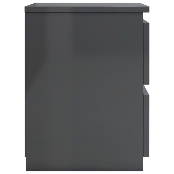 Bluefield Bedside Cabinet 30x30x40 cm Engineered Wood – High Gloss Grey, 2