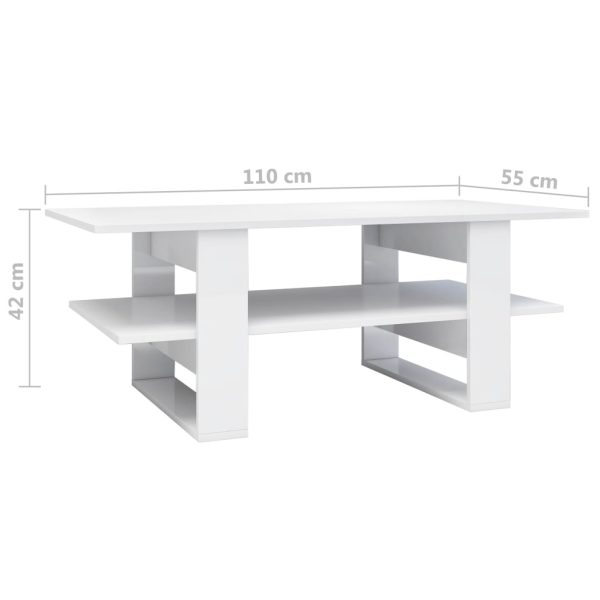 Coffee Table 110x55x42 cm Engineered Wood – High Gloss White