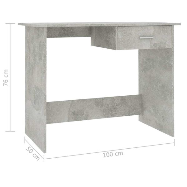 Desk 100x50x76 cm Engineered Wood – Concrete Grey