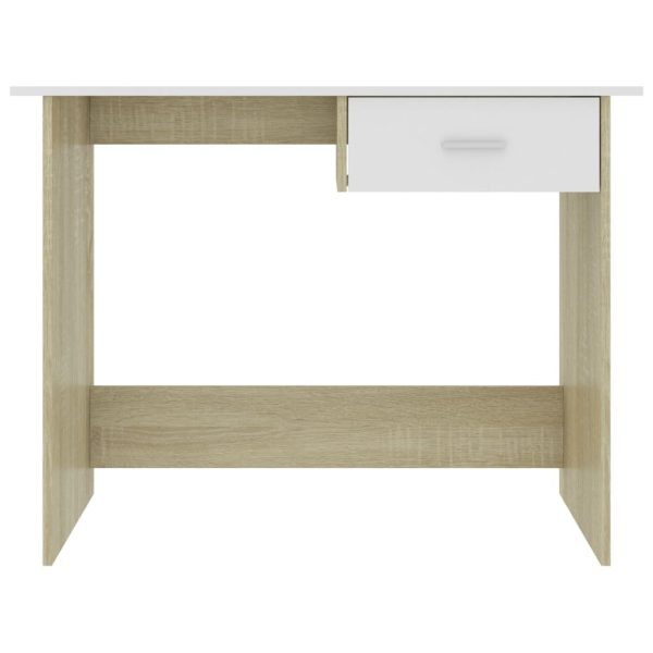 Desk 100x50x76 cm Engineered Wood – White and Sonoma Oak