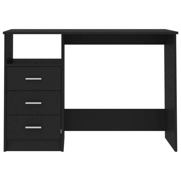 Desk with Drawers 110x50x76 cm Engineered Wood – Black