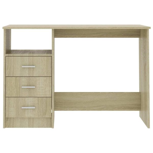 Desk with Drawers 110x50x76 cm Engineered Wood – Sonoma oak