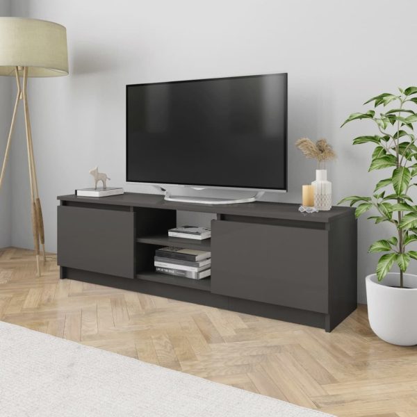 Glade TV Cabinet 120x30x35.5 cm Engineered Wood – High Gloss Grey