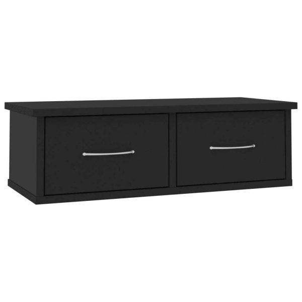 Wall-mounted Drawer Shelf 60x26x18.5 cm Engineered Wood – Black