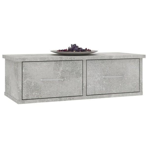 Wall-mounted Drawer Shelf 60x26x18.5 cm Engineered Wood – Concrete Grey