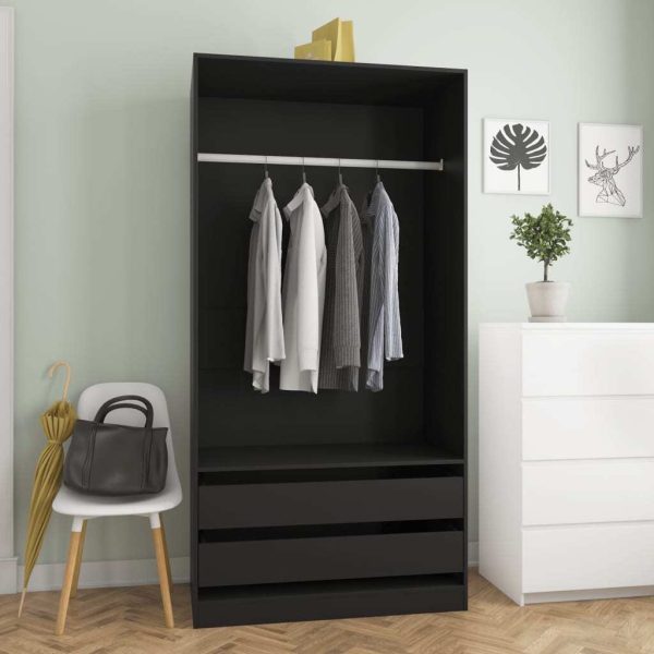 Wardrobe 100x50x200 cm Engineered Wood – Black