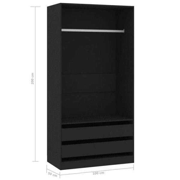 Wardrobe 100x50x200 cm Engineered Wood – Black