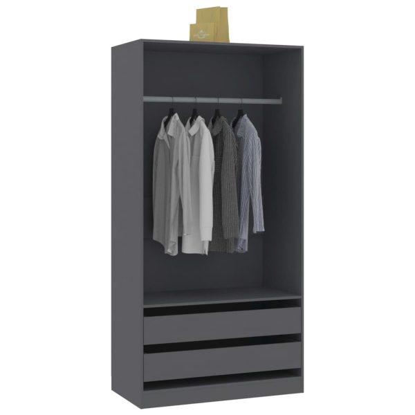 Wardrobe 100x50x200 cm Engineered Wood – Grey