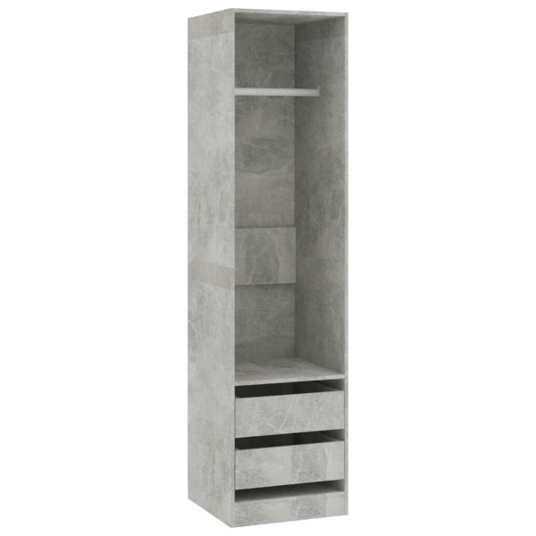 Wardrobe with Drawers 50x50x200 cm Engineered Wood – Concrete Grey