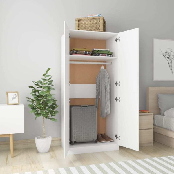 Wardrobe 80x52x180 cm Engineered Wood – White