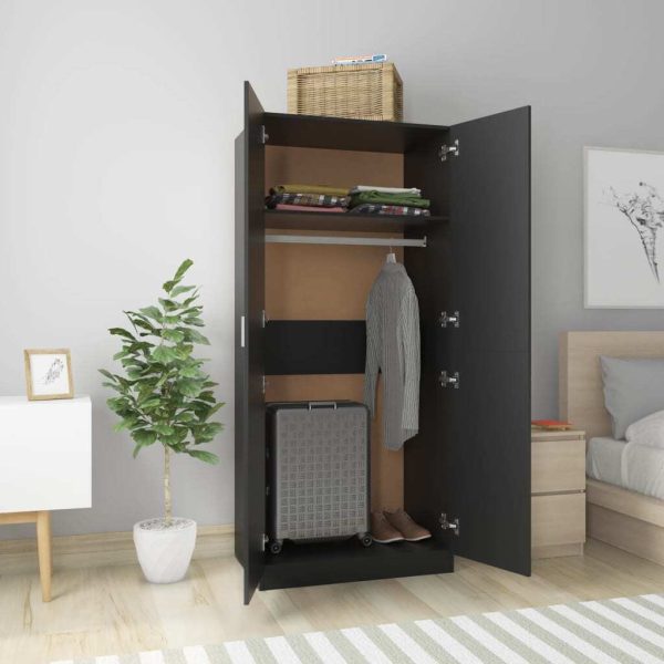 Wardrobe 80x52x180 cm Engineered Wood – Black