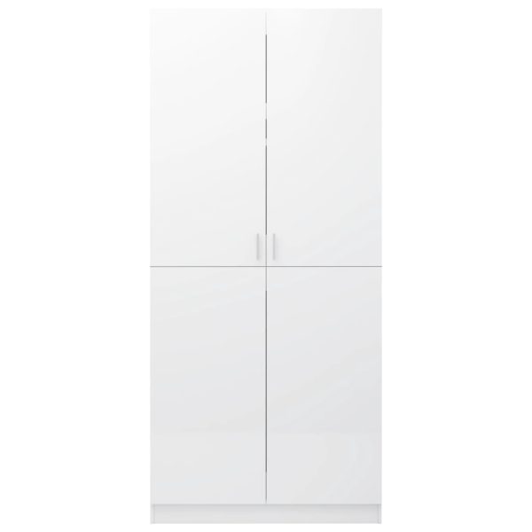 Wardrobe 80x52x180 cm Engineered Wood – High Gloss White