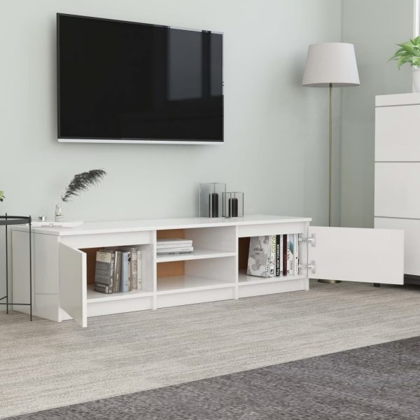 Elmo TV Cabinet 140x40x35.5 cm Engineered Wood – High Gloss White