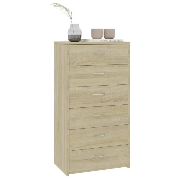 Sideboard with 6 Drawers 50x34x96 cm Engineered Wood – Sonoma oak