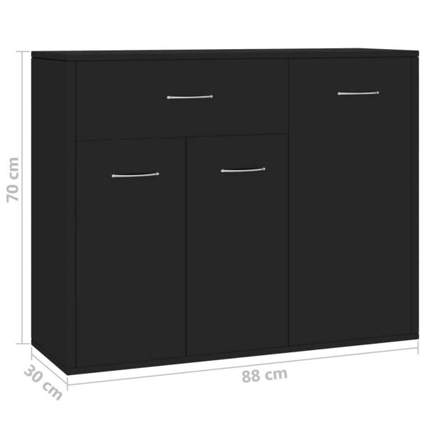 Sideboard 88x30x70 cm Engineered Wood – Black