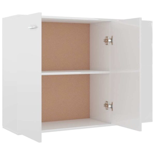 Sideboard 105x30x75 cm Engineered Wood – High Gloss White