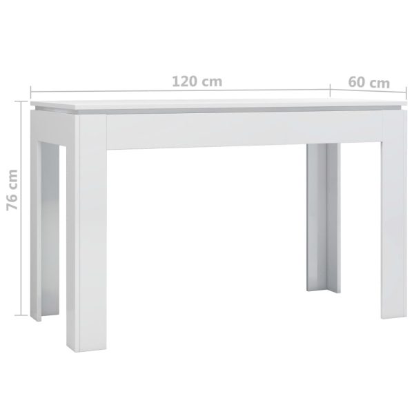 Dining Table 120x60x76 cm Engineered Wood – High Gloss White