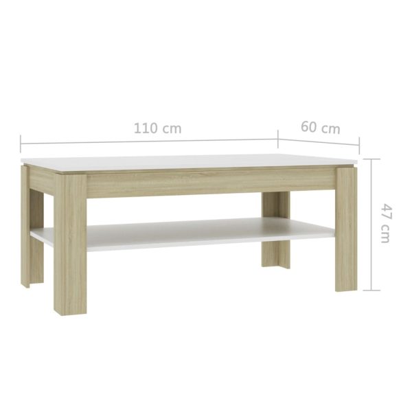 Coffee Table 110x60x47 cm Engineered Wood – White and Sonoma Oak