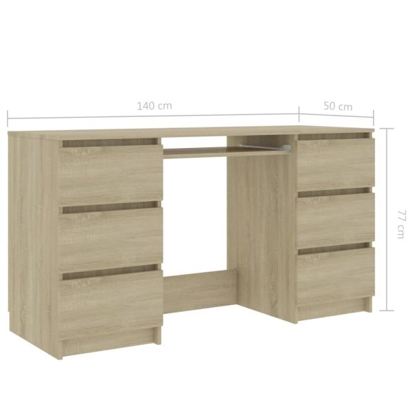 Writing Desk 140x50x77 cm Engineered Wood – Sonoma oak