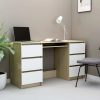Writing Desk 140x50x77 cm Engineered Wood – White and Sonoma Oak