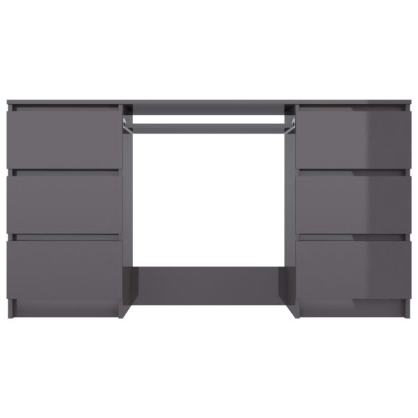 Writing Desk 140x50x77 cm Engineered Wood – High Gloss Grey