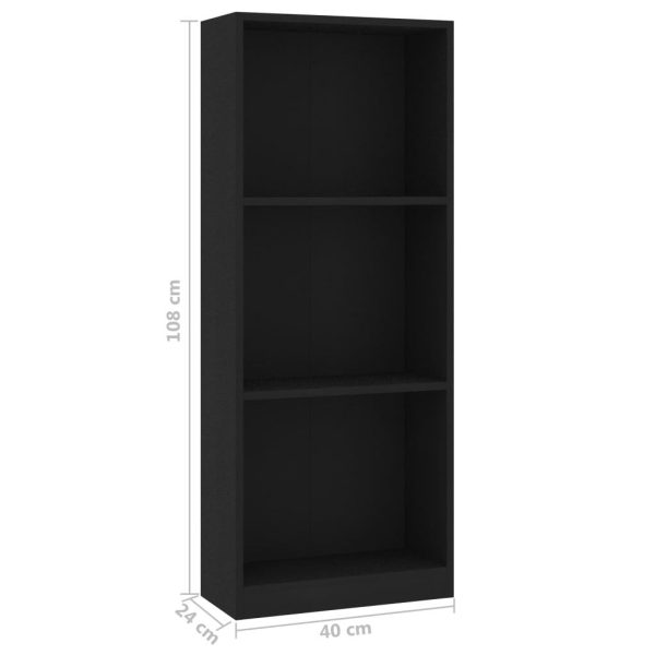 Bookshelf Engineered Wood – 40x24x108 cm, Black