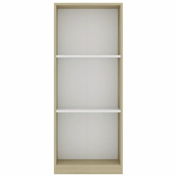 Bookshelf Engineered Wood – 40x24x108 cm, White and Sonoma Oak