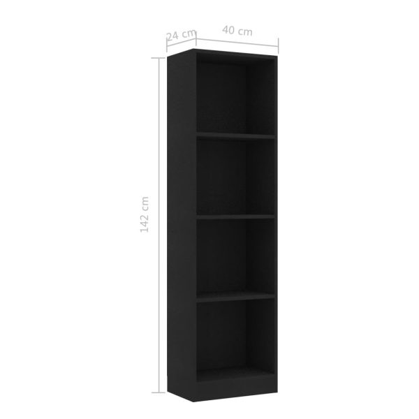 Bookshelf Engineered Wood – 40x24x142 cm, Black