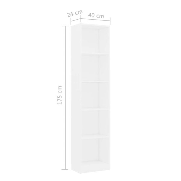 Bookshelf Engineered Wood – 40x24x175 cm, White