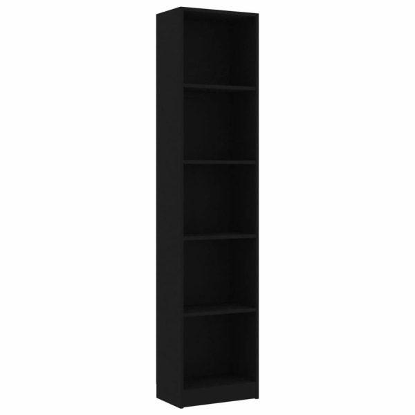 Bookshelf Engineered Wood – 40x24x175 cm, Black