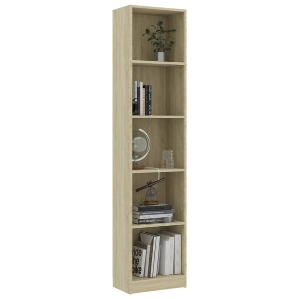 Bookshelf Engineered Wood – 40x24x175 cm, Sonoma oak