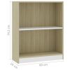 Bookshelf Engineered Wood – 60x24x74.5 cm, White and Sonoma Oak