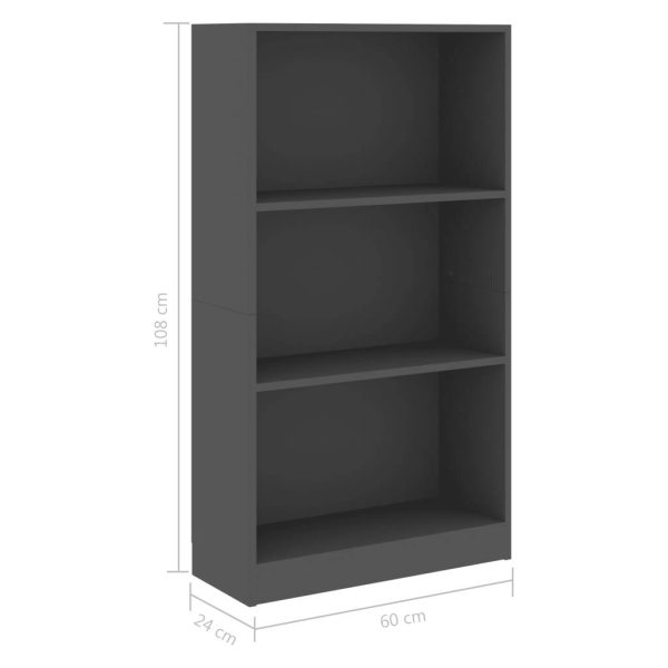 Bookshelf Engineered Wood – 60x24x109 cm, Grey