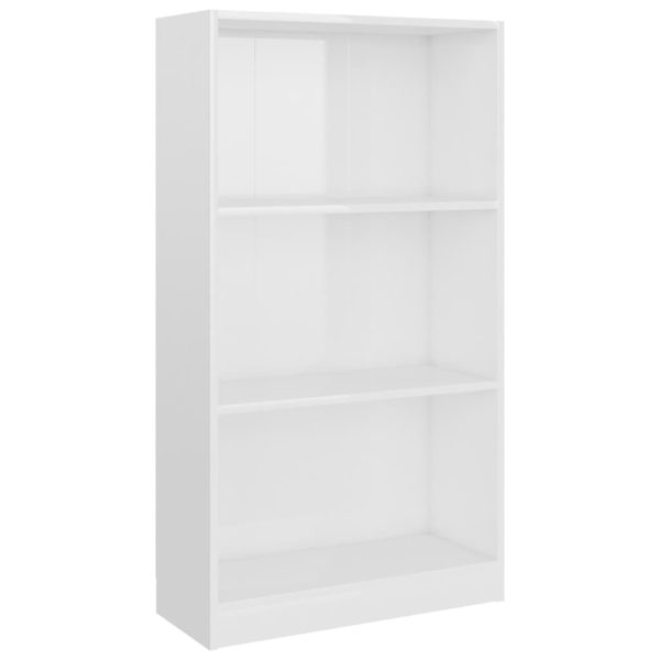 Bookshelf Engineered Wood – 60x24x109 cm, High Gloss White