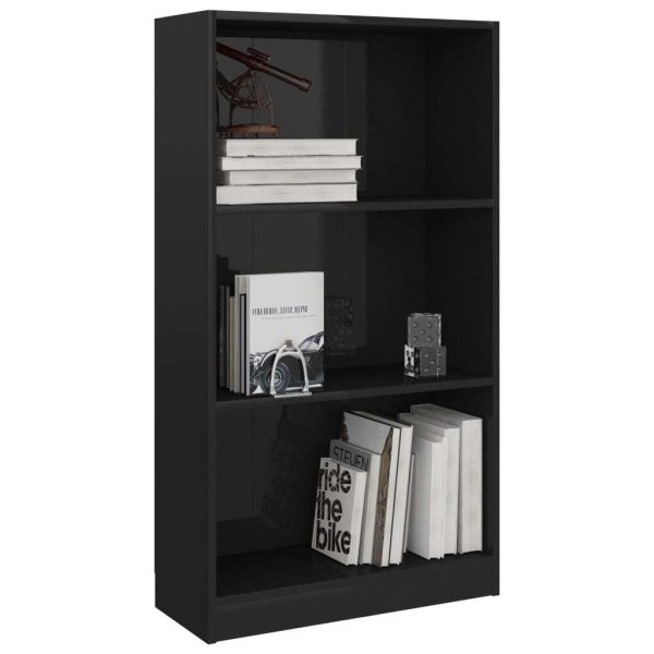 Bookshelf Engineered Wood – 60x24x109 cm, High Gloss Black