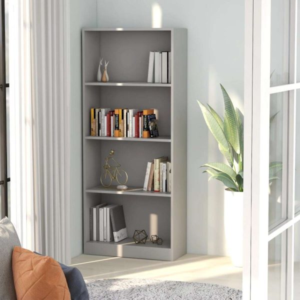 Bookshelf Engineered Wood – 60x24x142 cm, Grey
