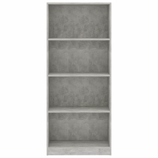 Bookshelf Engineered Wood – 60x24x142 cm, Concrete Grey