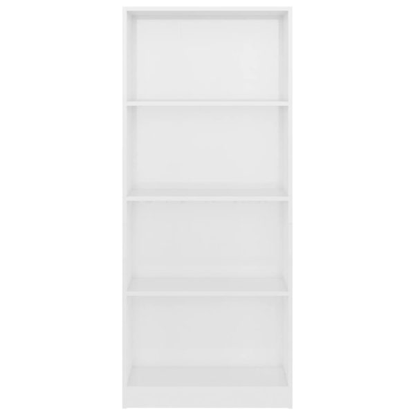Bookshelf Engineered Wood – 60x24x142 cm, High Gloss White
