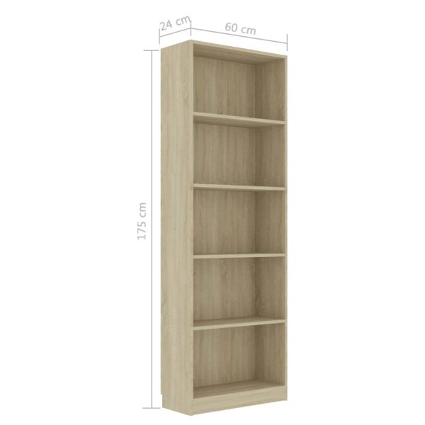 Bookshelf Engineered Wood – 60x24x175 cm, Sonoma oak