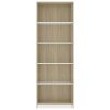 Bookshelf Engineered Wood – 60x24x175 cm, White and Sonoma Oak