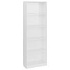 Bookshelf Engineered Wood – 60x24x175 cm, High Gloss White
