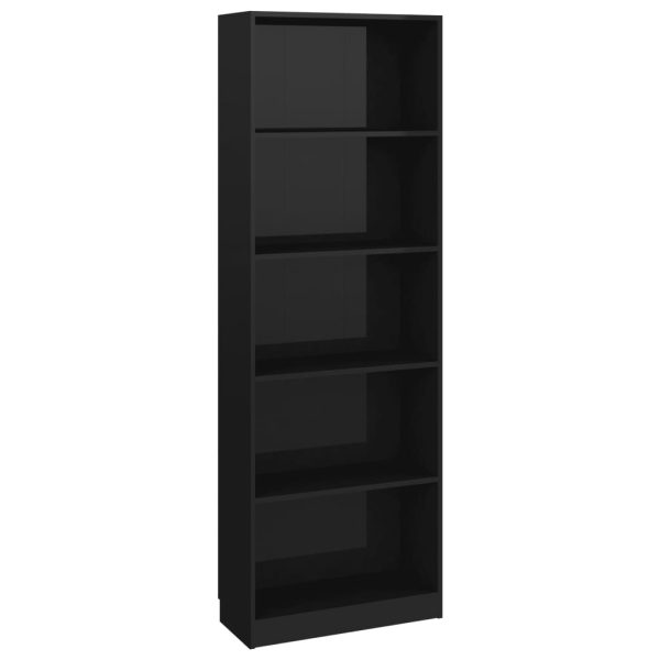 Bookshelf Engineered Wood – 60x24x175 cm, High Gloss Black