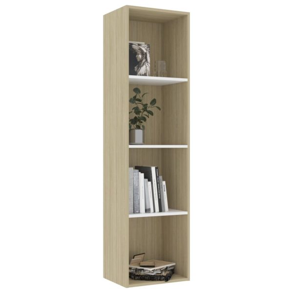 2-Tier Book Cabinet – 40x30x151.5 cm, White and Sonoma