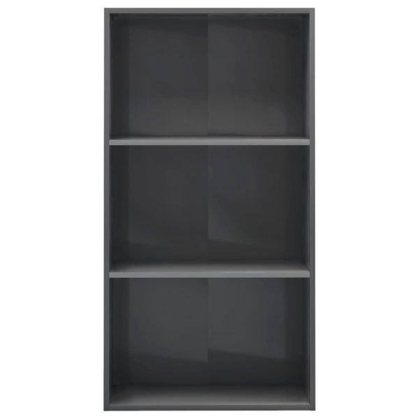 2-Tier Book Cabinet – 60x30x114 cm, High Gloss Grey