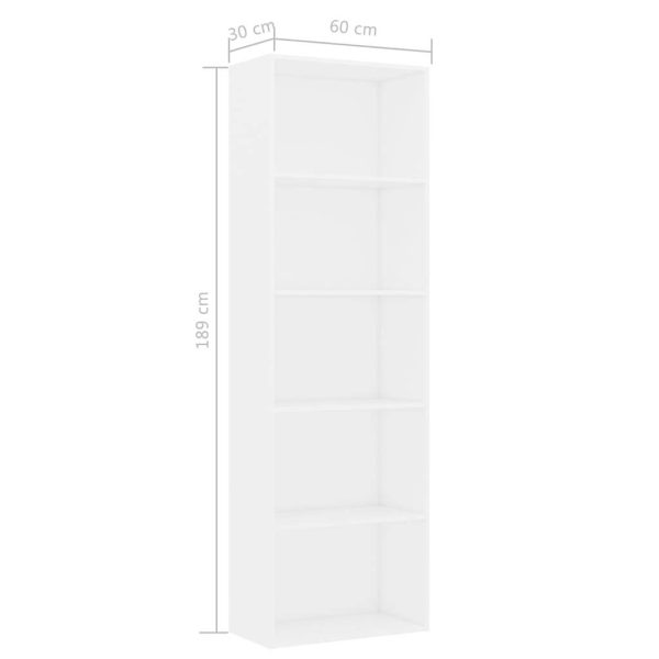 2-Tier Book Cabinet – 60x30x189 cm, White