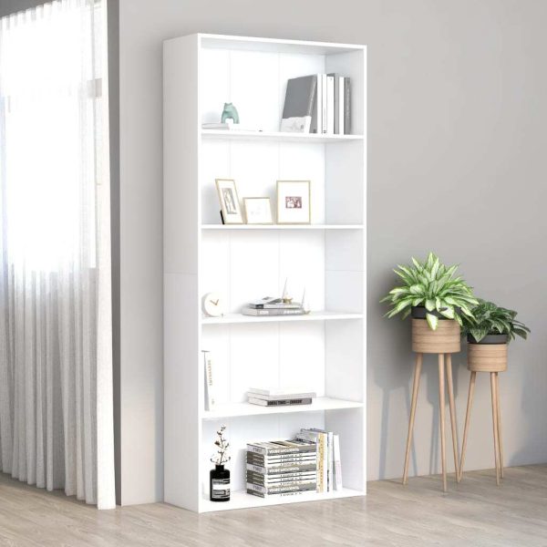 2-Tier Book Cabinet – 80x30x189 cm, White