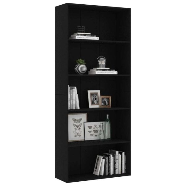 2-Tier Book Cabinet – 80x30x189 cm, Black