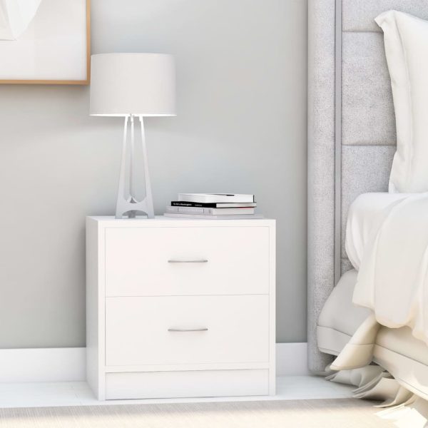 Depew Bedside Cabinet 40x30x40 cm Engineered Wood – White, 2